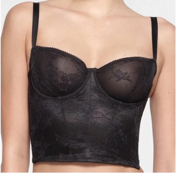 SKIMS ULTRA FINE LACE CORSET black size S - Picture 1 of 8